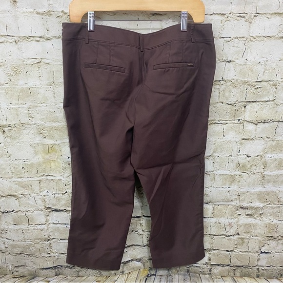 WHBM Brown Side Zip Slim Ankle Cropped Pants - Picture 3 of 6